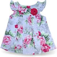 Kleid Baby Kinder Sommerkleid Rosen Grau