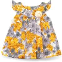 Kleid Baby Kinder Sommerkleid Blumen Grau Gelb