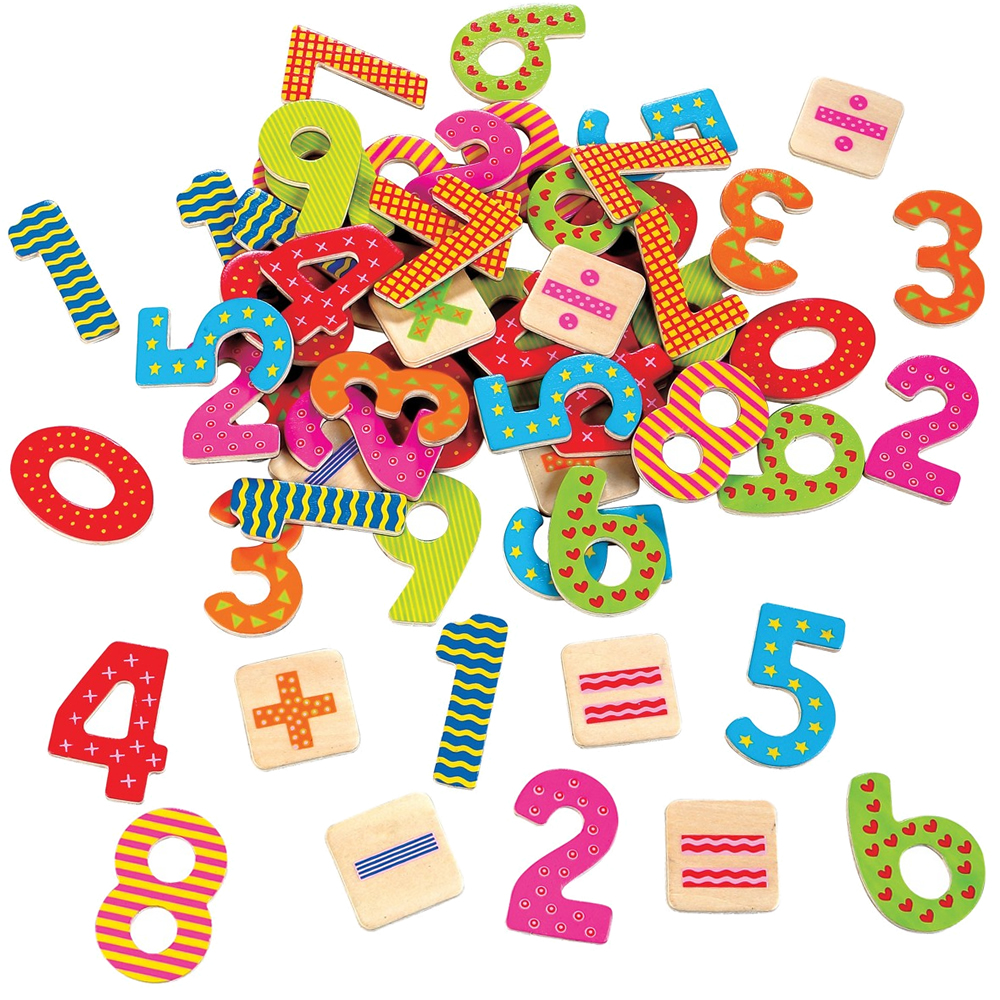 Holz Magnetzahlen 40 Stück Rechnen Grundschule Zahlen spielerisch lernen Holzbox 