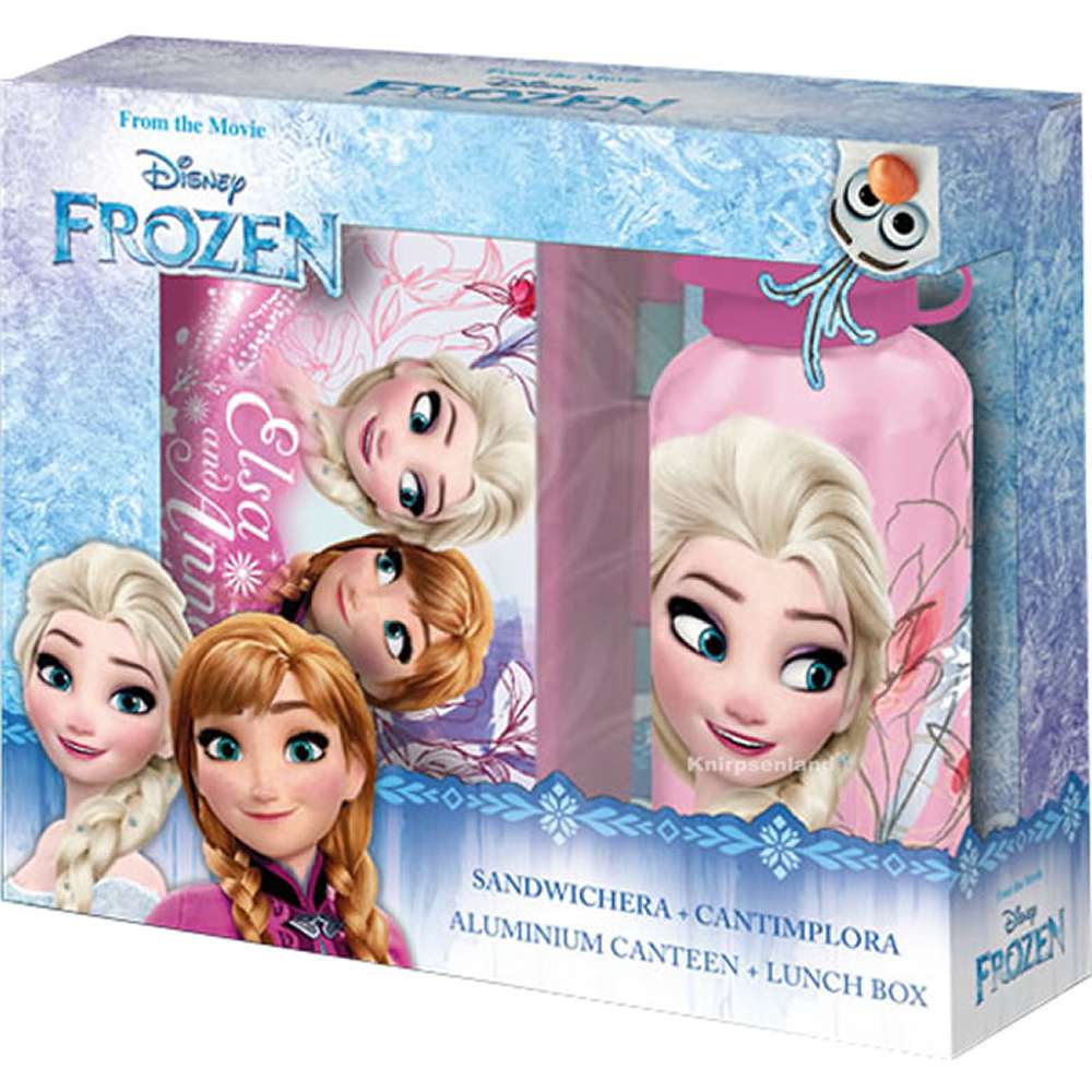 Frozen Trinkflasche Brotdose Elsa Eiskönigin Kinder Brotbüchse Aluflasche Disney 